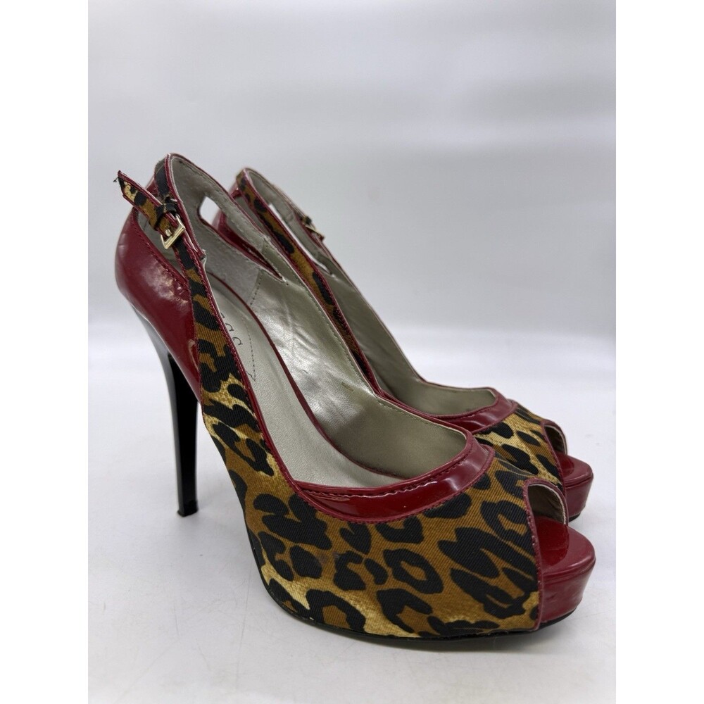 Guess High Heel Red & Cheetah Print Spike Heels Size 8 M